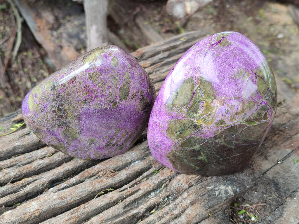 Polished Stichtite Standing Free Forms x 3 From Barberton, South Africa - Toprock Gemstones and Minerals 