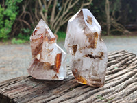 Polished Smokey Window Quartz Crystals x 3 From Madagascar