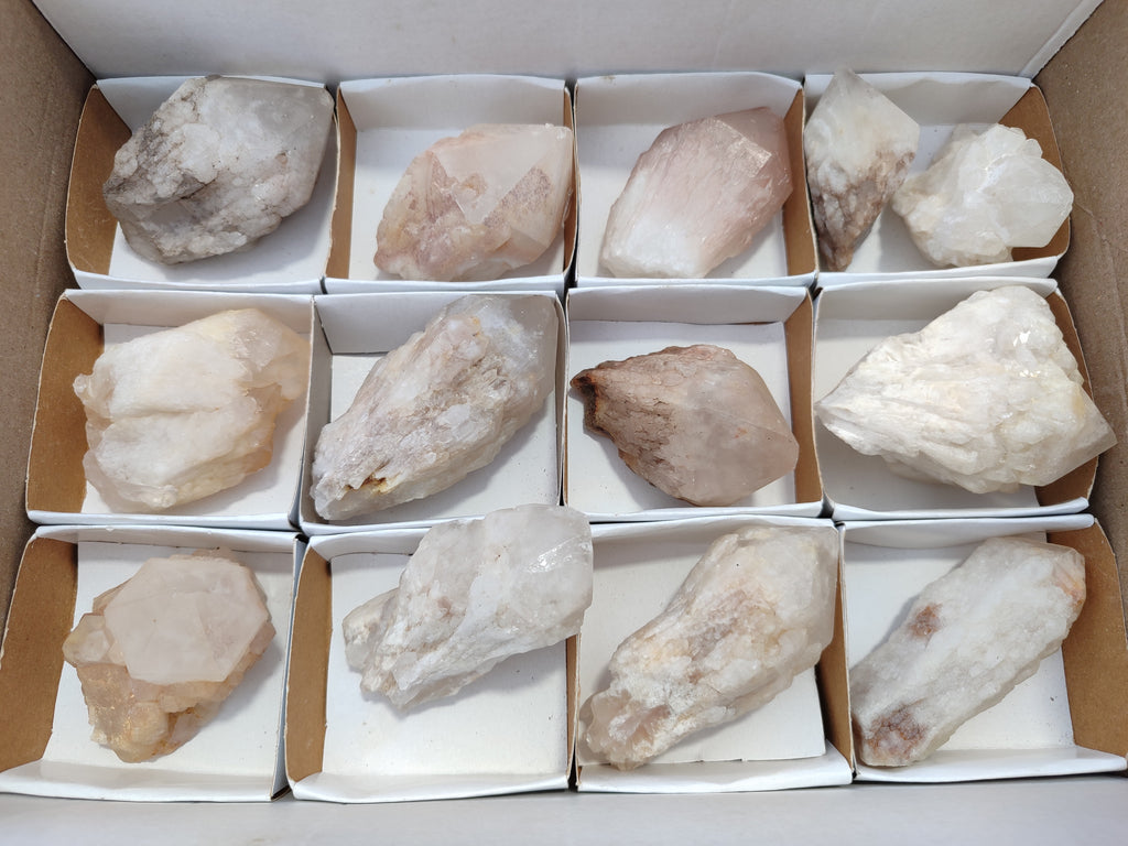 Natural White Pineapple Quartz Crystals x 13 From Madagascar - Toprock Gemstones and Minerals 