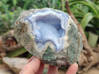 Natural Blue Lace Agate Geode Specimens x 4 From Nsanje, Malawi