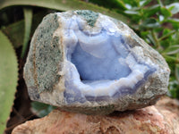 Natural Blue Lace Agate Geode Specimens x 4 From Nsanje, Malawi