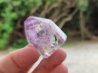 Polished Smokey Window Amethyst Quartz Crystals x 24 From Akansobe, Madagascar