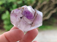 Polished Smokey Window Amethyst Quartz Crystals x 24 From Akansobe, Madagascar