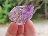 Polished Smokey Window Amethyst Quartz Crystals x 24 From Akansobe, Madagascar