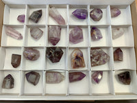 Polished Smokey Window Amethyst Quartz Crystals x 24 From Akansobe, Madagascar