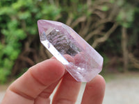 Polished Smokey Window Amethyst Quartz Crystals x 24 From Akansobe, Madagascar