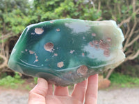 Polished On One Side Emerald Mtorolite Plates x 3 From Mutorashanga, Zimbabwe