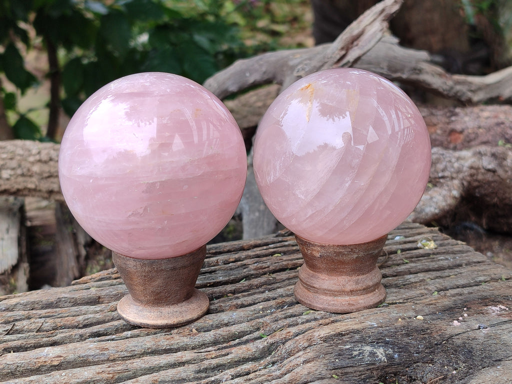Polished Rose Quartz Spheres x 4 From Ambatondrazaka, Madagascar - Toprock Gemstones and Minerals 