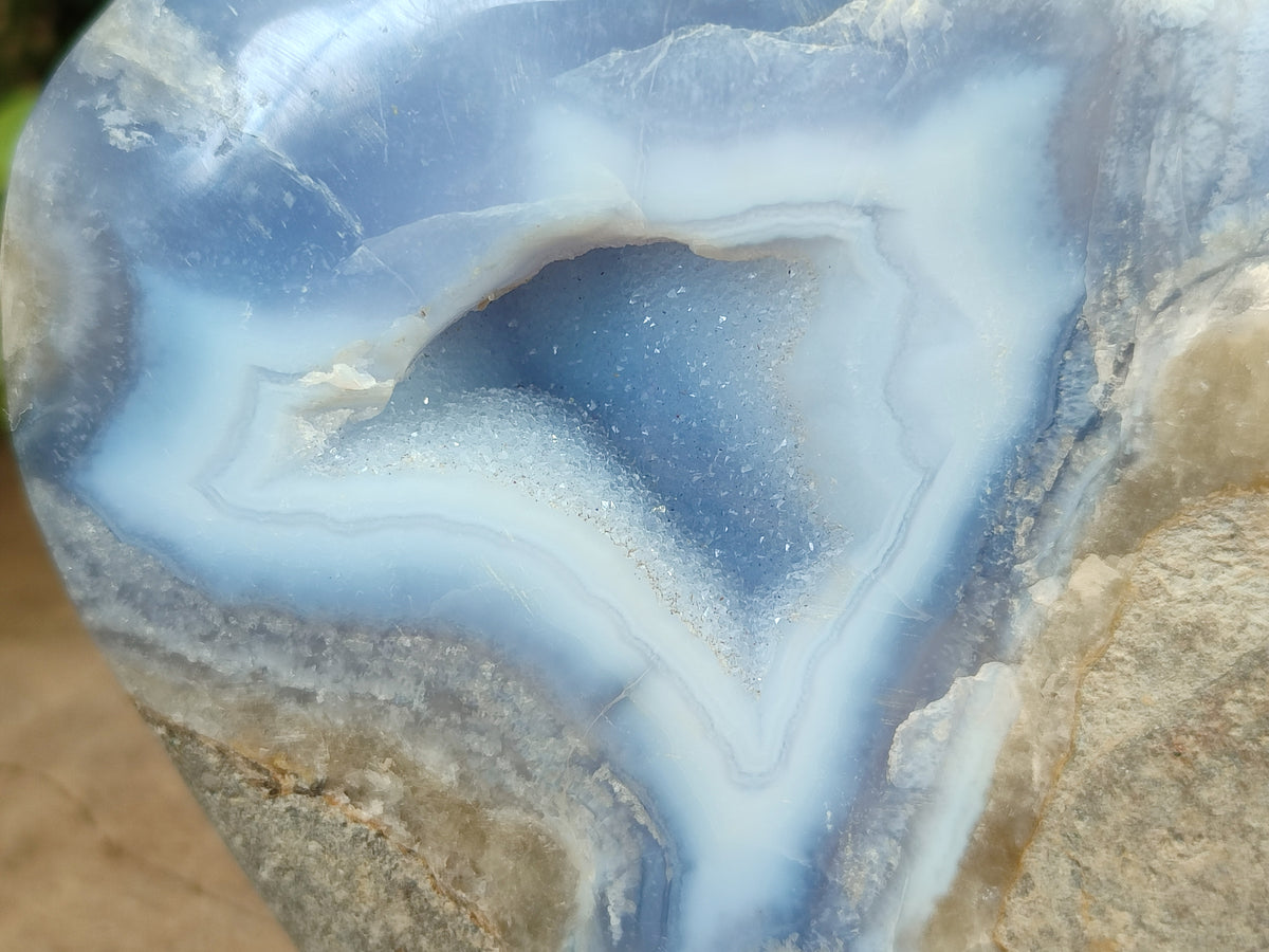 Polished Blue Lace Agate Geodes x 1 From Nsanje, Malawi - Toprock Gemstones and Minerals 