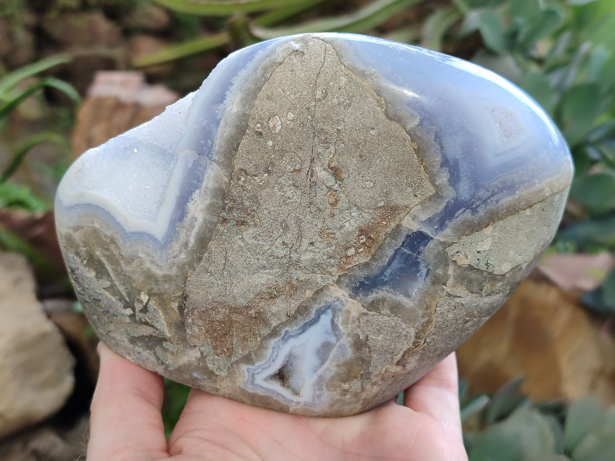 Polished Blue Lace Agate Geodes x 1 From Nsanje, Malawi - Toprock Gemstones and Minerals 