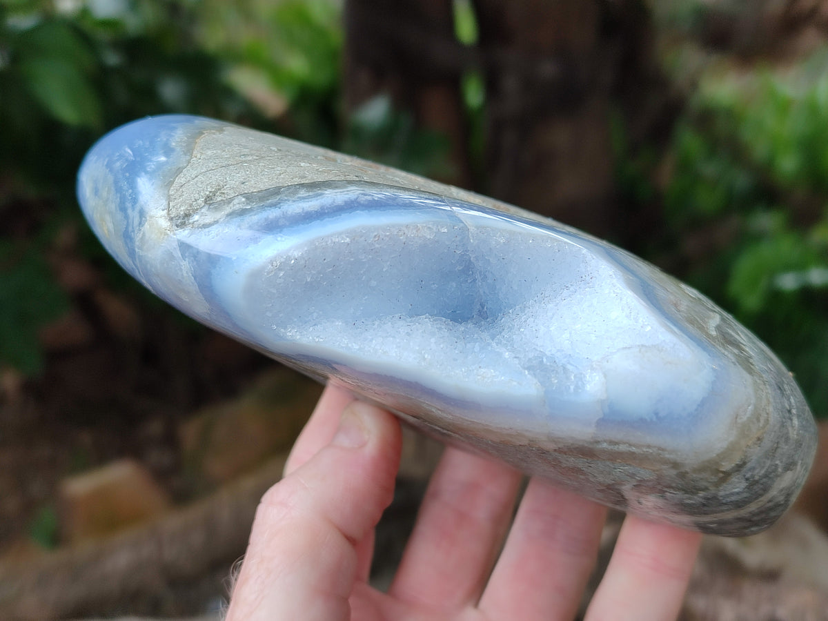 Polished Blue Lace Agate Geodes x 1 From Nsanje, Malawi - Toprock Gemstones and Minerals 