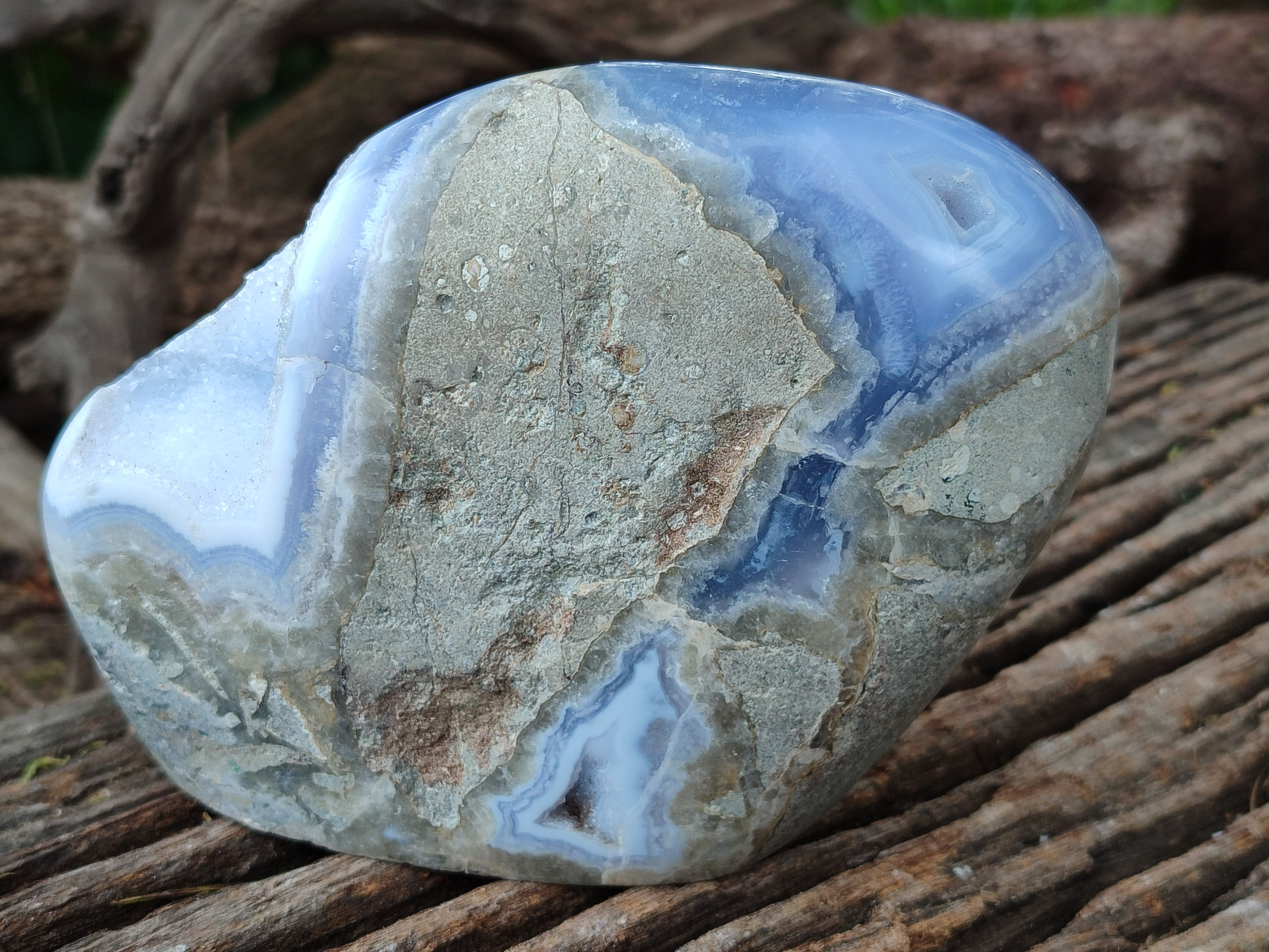 Polished Blue Lace Agate Geodes x 1 From Nsanje, Malawi - Toprock Gemstones and Minerals 