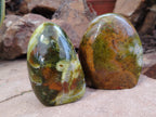 Polished Green Opal Standing Free Forms x 6 From Antsirabe, Madagascar - Toprock Gemstones and Minerals 