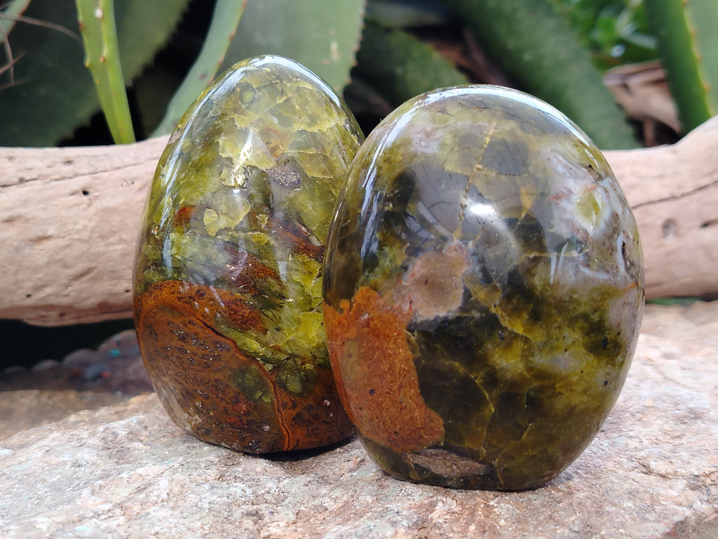 Polished Green Opal Standing Free Forms x 6 From Antsirabe, Madagascar - Toprock Gemstones and Minerals 