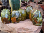Polished Green Opal Standing Free Forms x 6 From Antsirabe, Madagascar - Toprock Gemstones and Minerals 