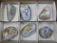 Polished Blue Lace Agate Geodes x 6 From Nsanje, Malawi - Toprock Gemstones and Minerals 
