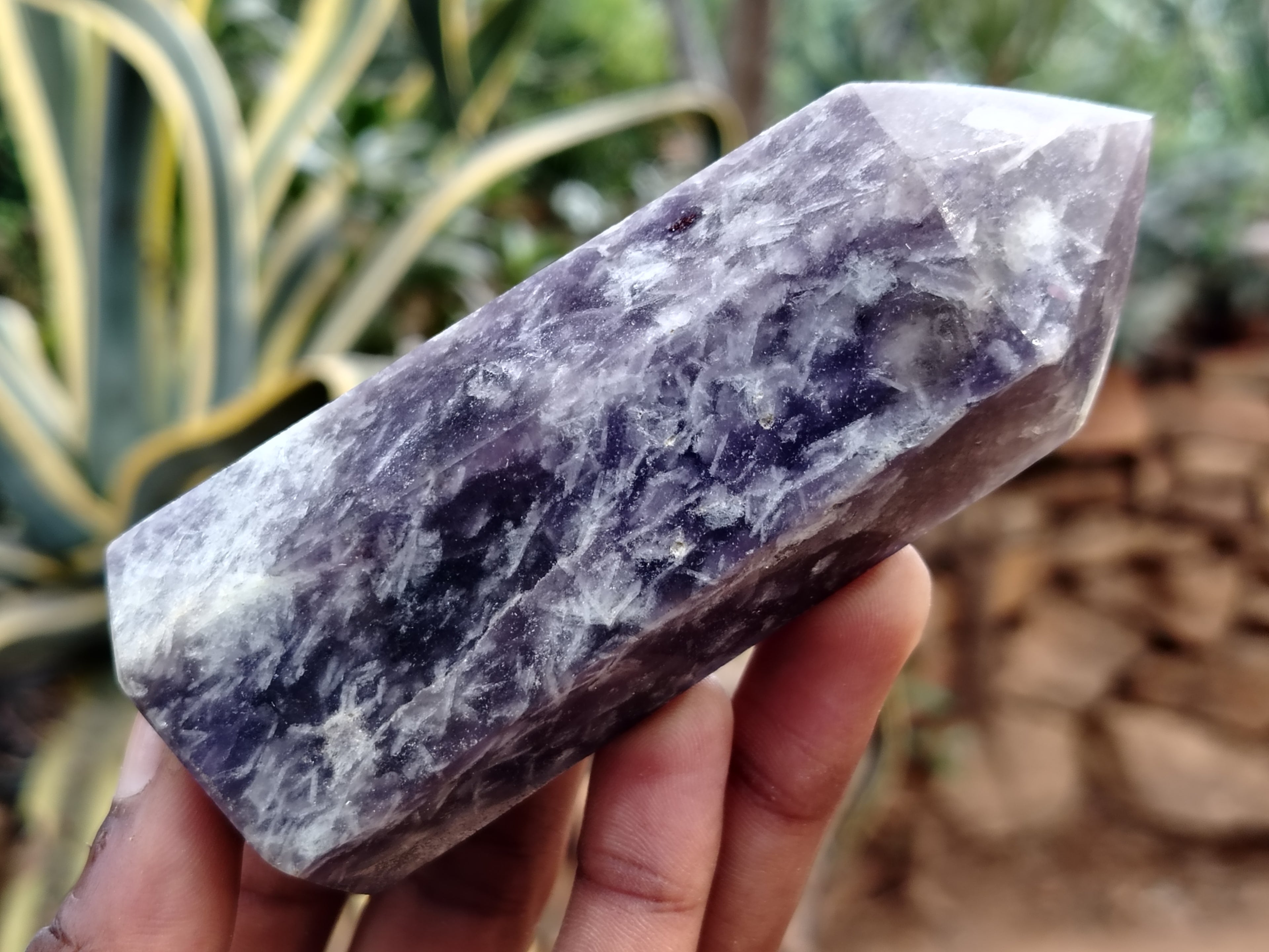 Polished Lepidolite with Pink Rubellite Points x 6 From Ambatondrazaka, Madagascar - Toprock Gemstones and Minerals 