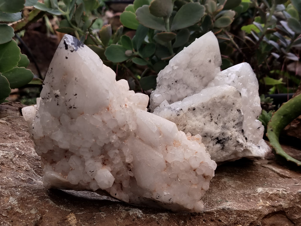 Natural White Cascading Quartz Clusters x 2 From Madagascar - Toprock Gemstones and Minerals 
