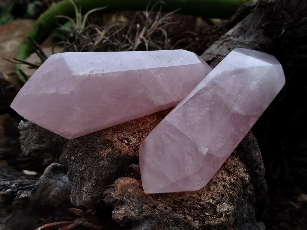 Polished Double Terminated Rose Quartz Points x 6 From Ambatondrazaka, Madagascar - Toprock Gemstones and Minerals 