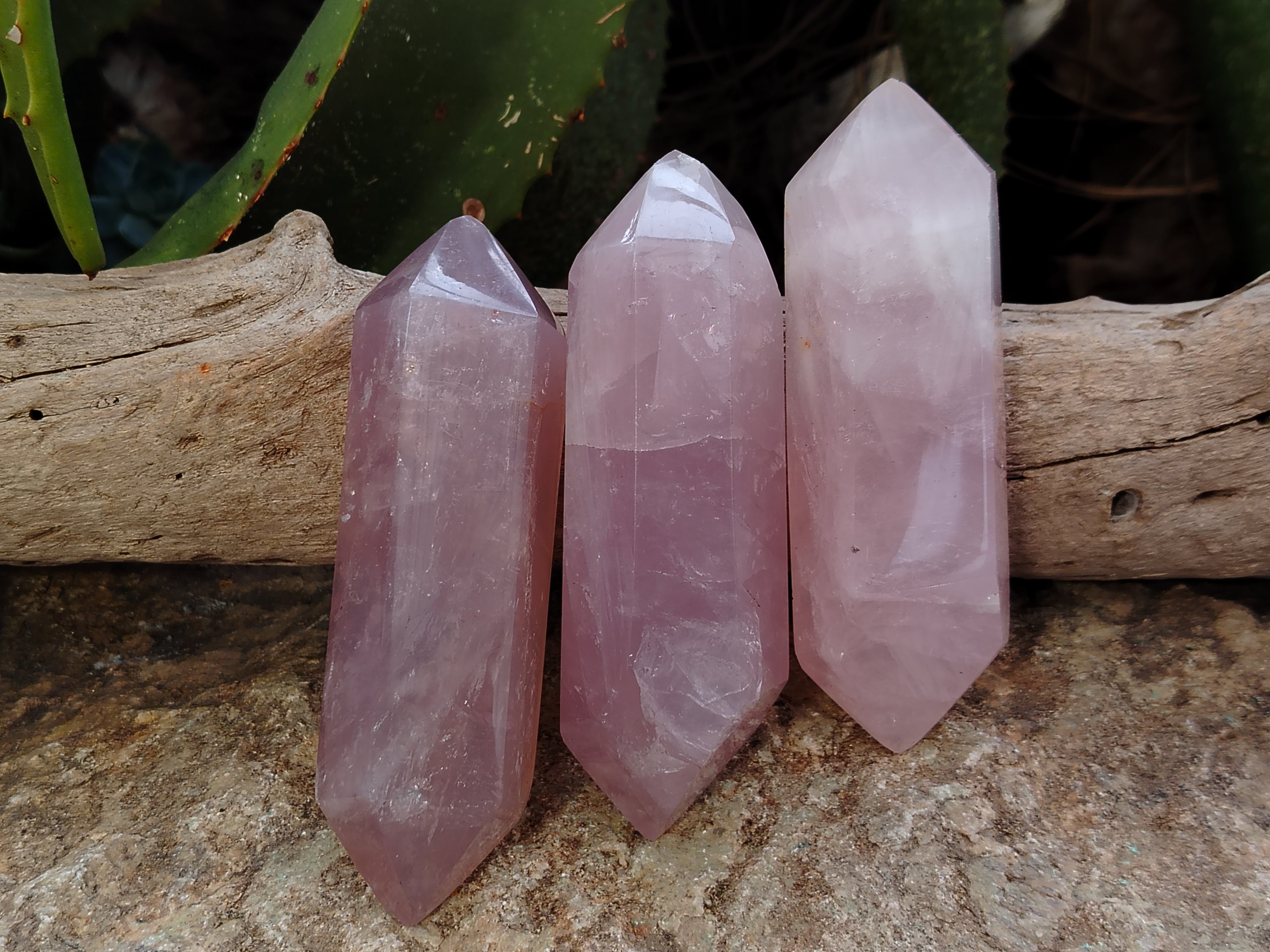 Polished Double Terminated Rose Quartz Points x 6 From Ambatondrazaka, Madagascar - Toprock Gemstones and Minerals 