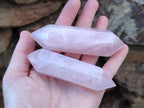 Polished Double Terminated Rose Quartz Points x 6 From Ambatondrazaka, Madagascar - Toprock Gemstones and Minerals 