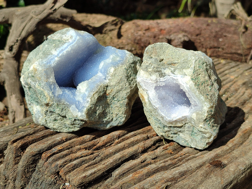 Natural Blue Lace Agate Geode Specimens x 4 From Nsanje, Malawi - Toprock Gemstones and Minerals 