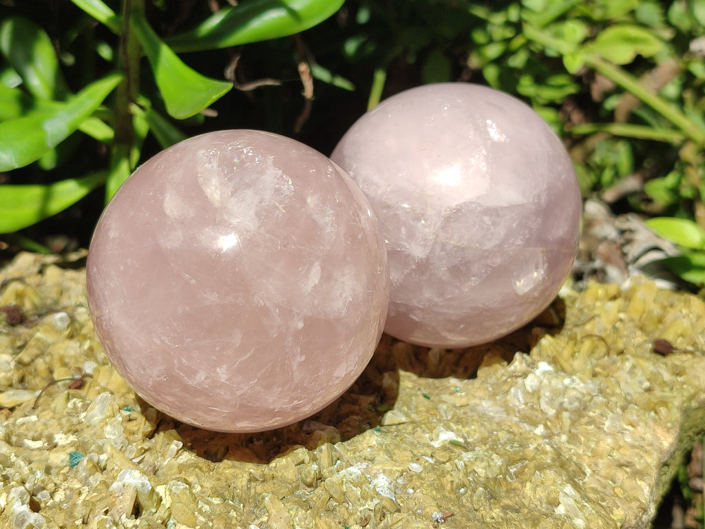 Polished Rose Quartz Spheres x 4 From Ambatondrazaka, Madagascar - Toprock Gemstones and Minerals 