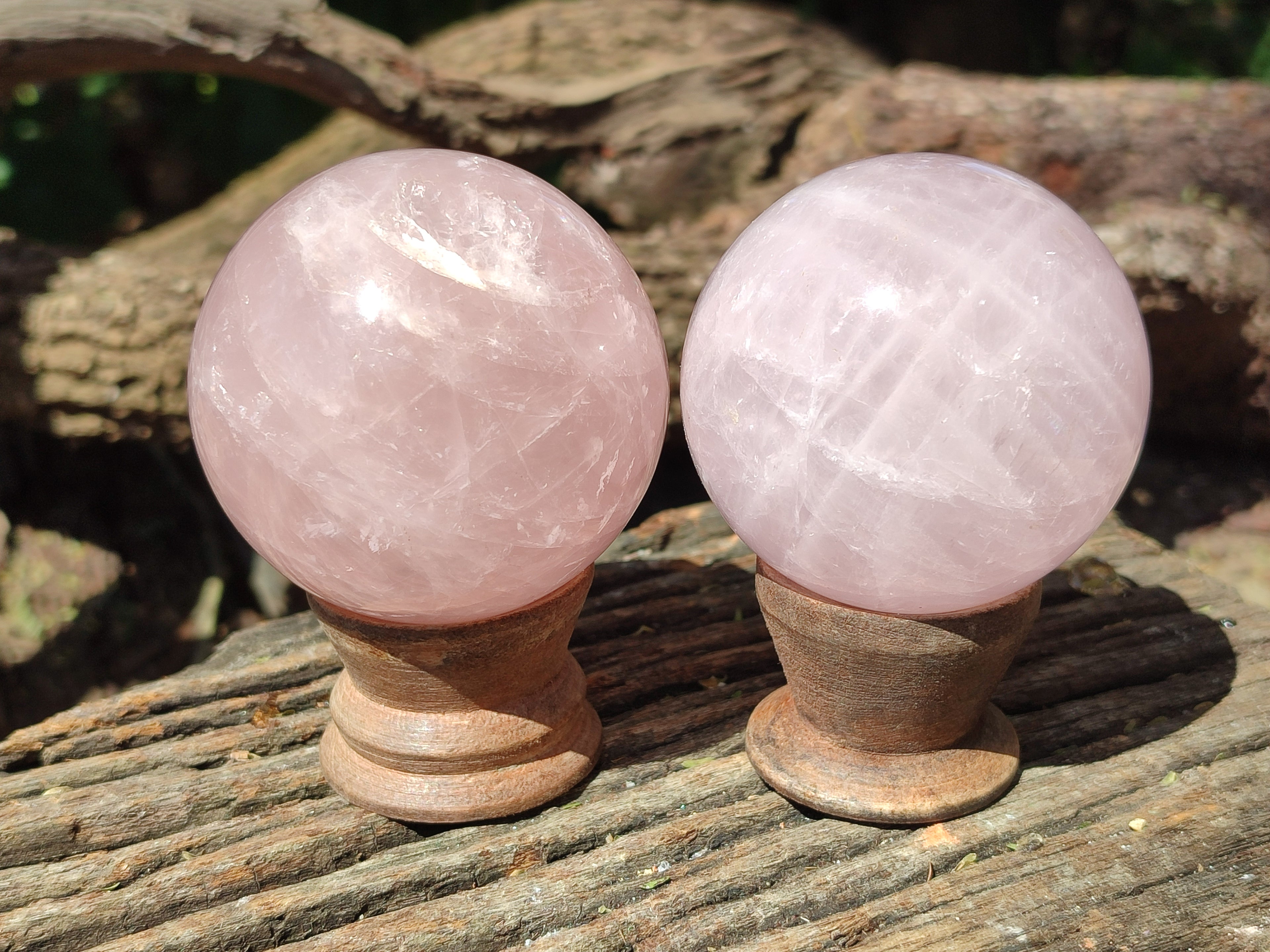 Polished Rose Quartz Spheres x 4 From Ambatondrazaka, Madagascar - Toprock Gemstones and Minerals 