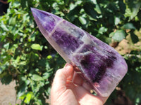Polished Chevron Amethyst Point x 1 From Zambia