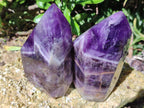 Polished Chevron Amethyst Point x 2 From Zambia - Toprock Gemstones and Minerals 