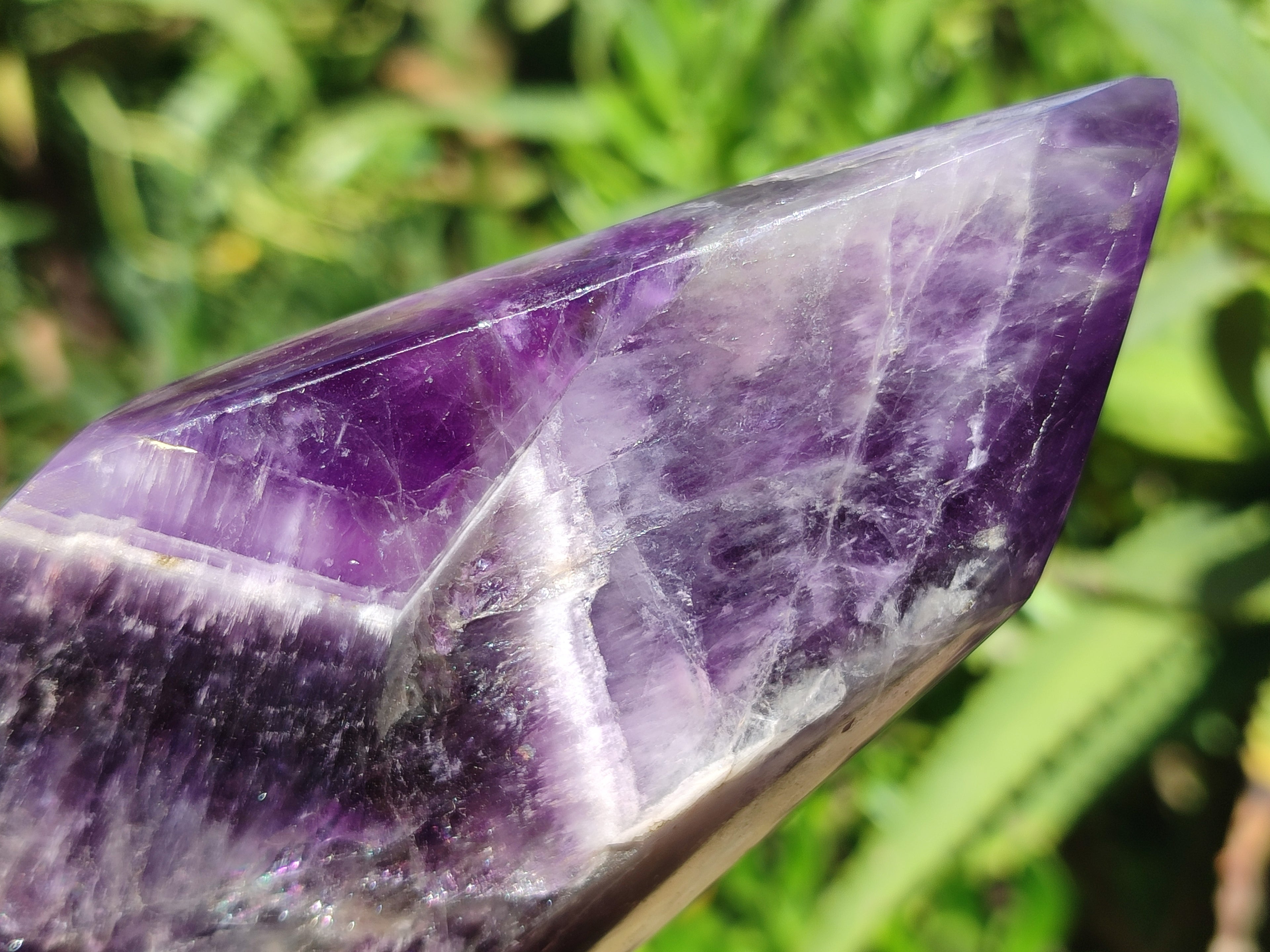 Polished Chevron Amethyst Point x 2 From Zambia - Toprock Gemstones and Minerals 