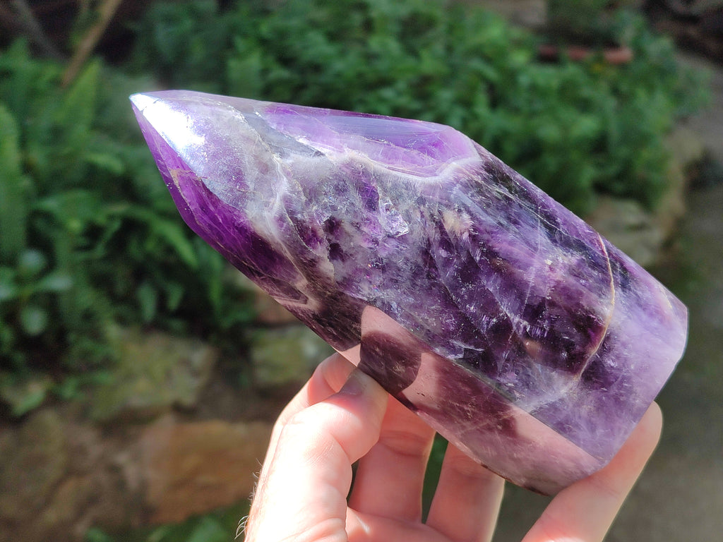 Polished Chevron Amethyst Point x 2 From Zambia - Toprock Gemstones and Minerals 