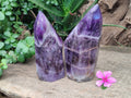 Polished Chevron Amethyst Point x 2 From Zambia - Toprock Gemstones and Minerals 