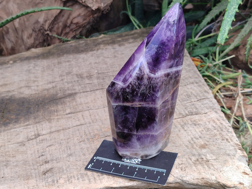 Polished Chevron Amethyst Point x 2 From Zambia - Toprock Gemstones and Minerals 