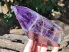 Polished Chevron Amethyst Point x 2 From Zambia - Toprock Gemstones and Minerals 