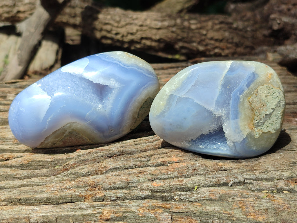 Polished Blue Lace Agate Geodes x 6 From Nsanje, Malawi - Toprock Gemstones and Minerals 