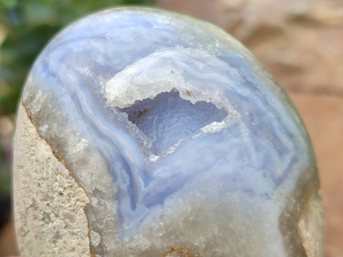 Polished Blue Lace Agate Geodes x 6 From Nsanje, Malawi - Toprock Gemstones and Minerals 