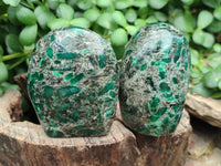 Polished Emerald Mica In Matrix Standing Free Forms x 4 From Mutoko, Zimbabwe - Toprock Gemstones and Minerals 