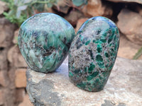 Polished Emerald Mica In Matrix Standing Free Forms x 4 From Mutoko, Zimbabwe - Toprock Gemstones and Minerals 