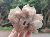 Natural Smokey Phantom Quartz Clusters x 3 From Luena, Congo - Toprock Gemstones and Minerals 