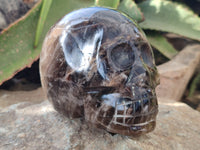 Hand Made Smokey Quartz Skull Carving x 1 From Madagascar - Toprock Gemstones and Minerals 