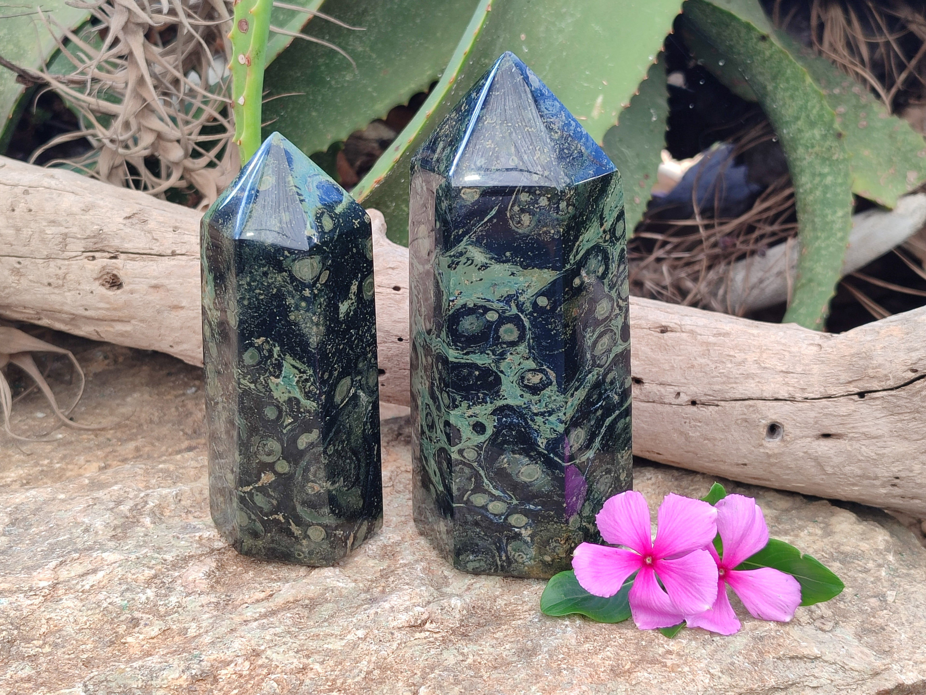 Polished Stromatolite Jasper Points x 2 From Katsepy, Madagascar - Toprock Gemstones and Minerals 