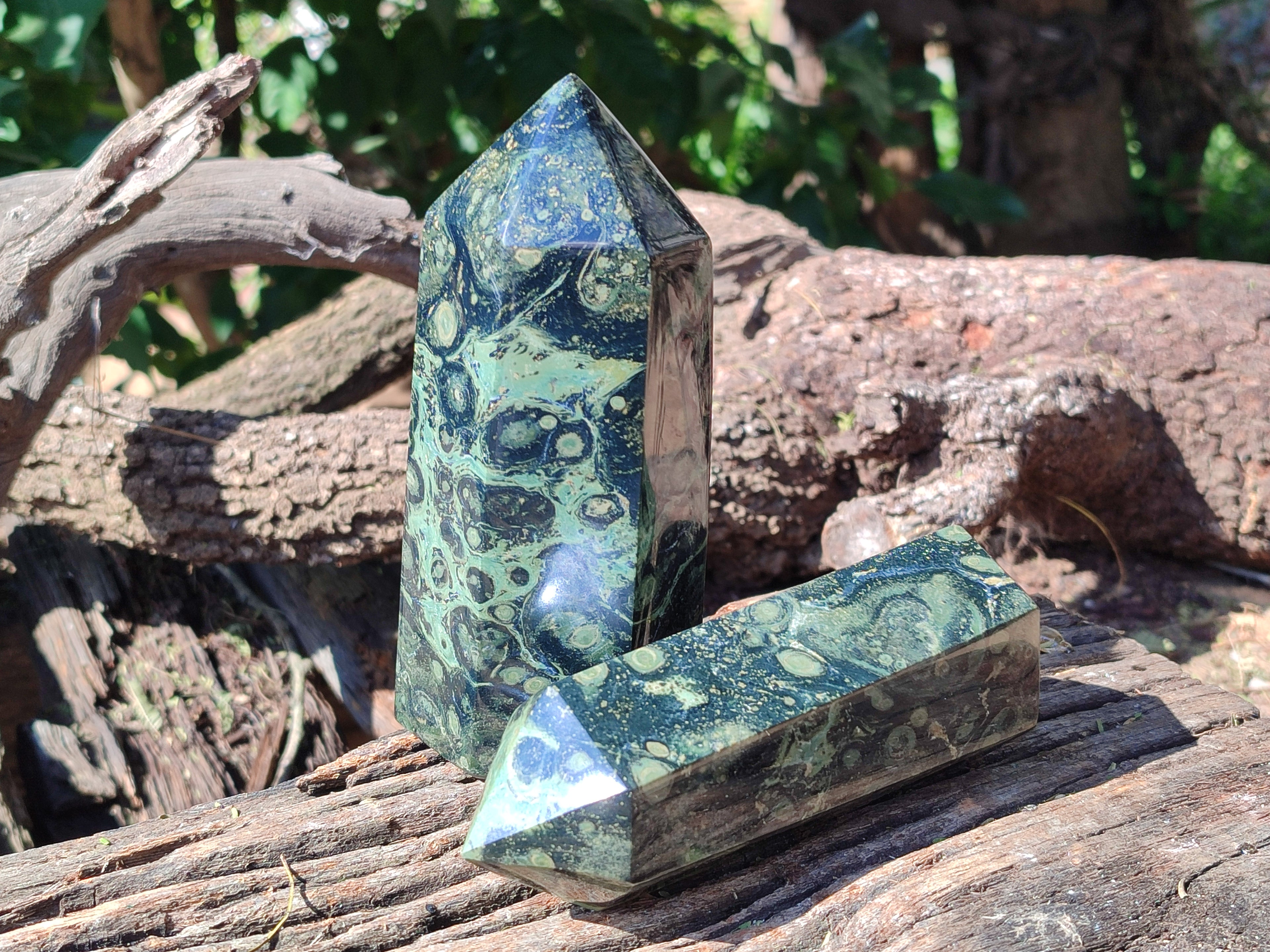 Polished Stromatolite Jasper Points x 2 From Katsepy, Madagascar - Toprock Gemstones and Minerals 