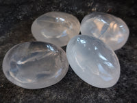 Polished Girasol Pearl Quartz Palm Stones x 24 From Ambatondrazaka, Madagascar - Toprock Gemstones and Minerals 