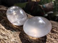 Polished Girasol Pearl Quartz Palm Stones x 24 From Ambatondrazaka, Madagascar - Toprock Gemstones and Minerals 