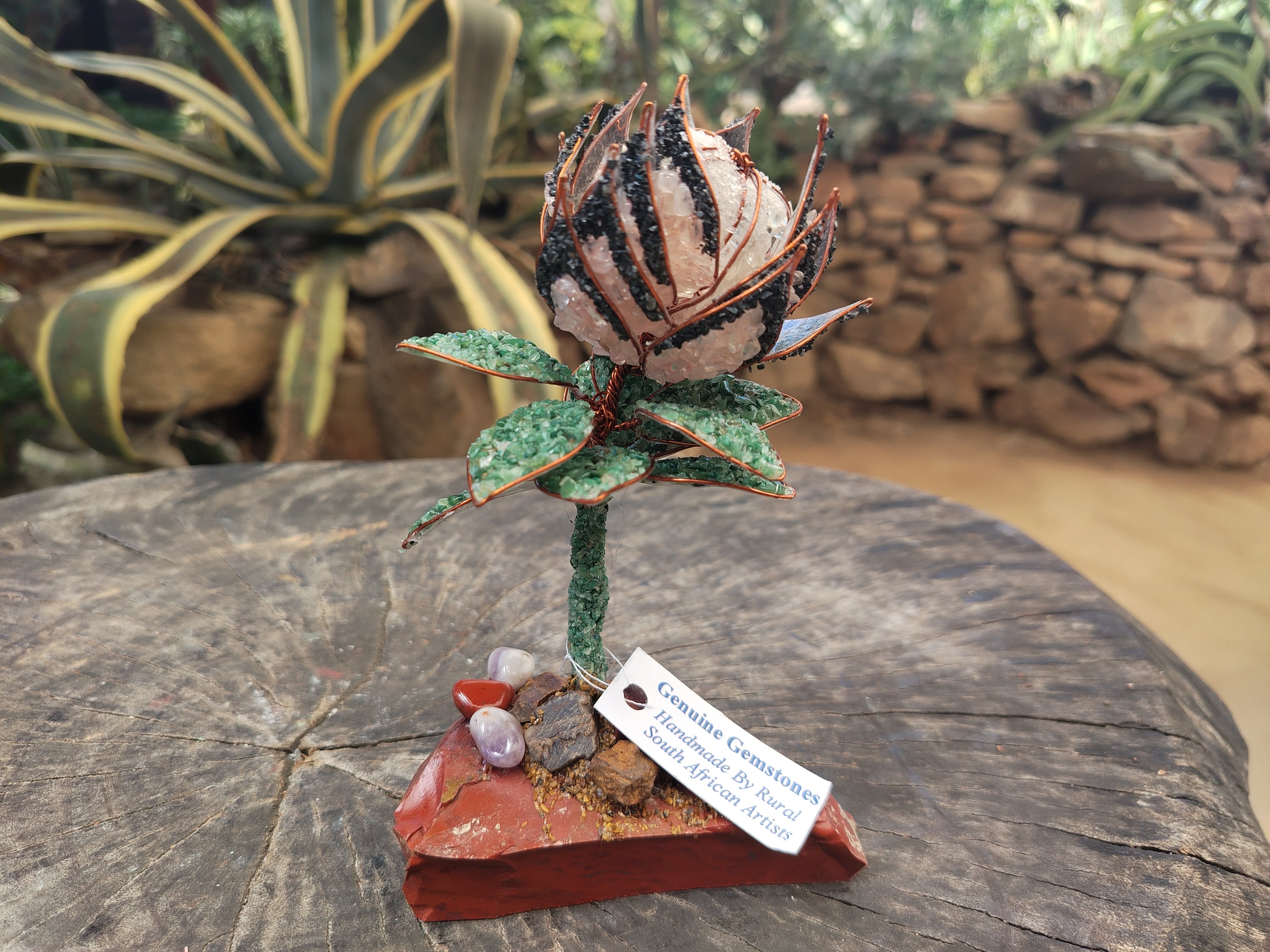 Hand Made Medium Gemstone Protea Flower - sold per piece From South Africa - Toprock Gemstones and Minerals 