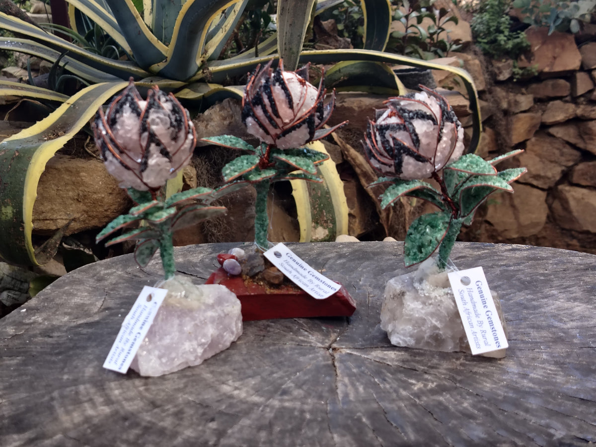 Hand Made Medium Gemstone Protea Flower - sold per piece From South Africa - Toprock Gemstones and Minerals 