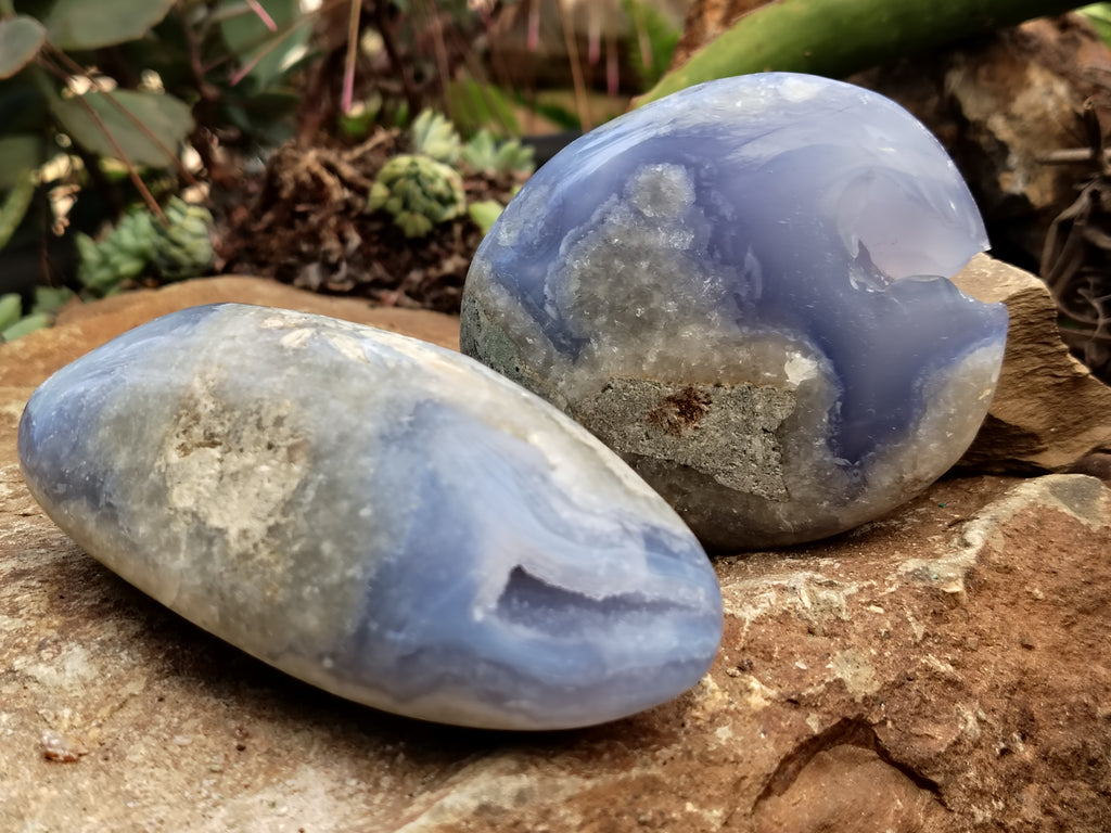 Polished Blue Lace Agate Geodes x 6 From Nsanje, Malawi - Toprock Gemstones and Minerals 
