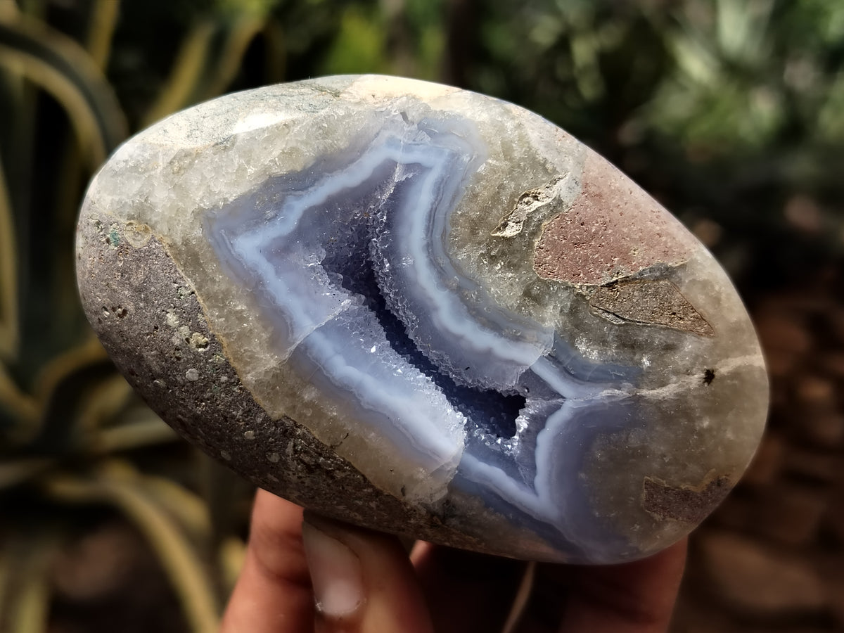 Polished Blue Lace Agate Geodes x 6 From Nsanje, Malawi - Toprock Gemstones and Minerals 