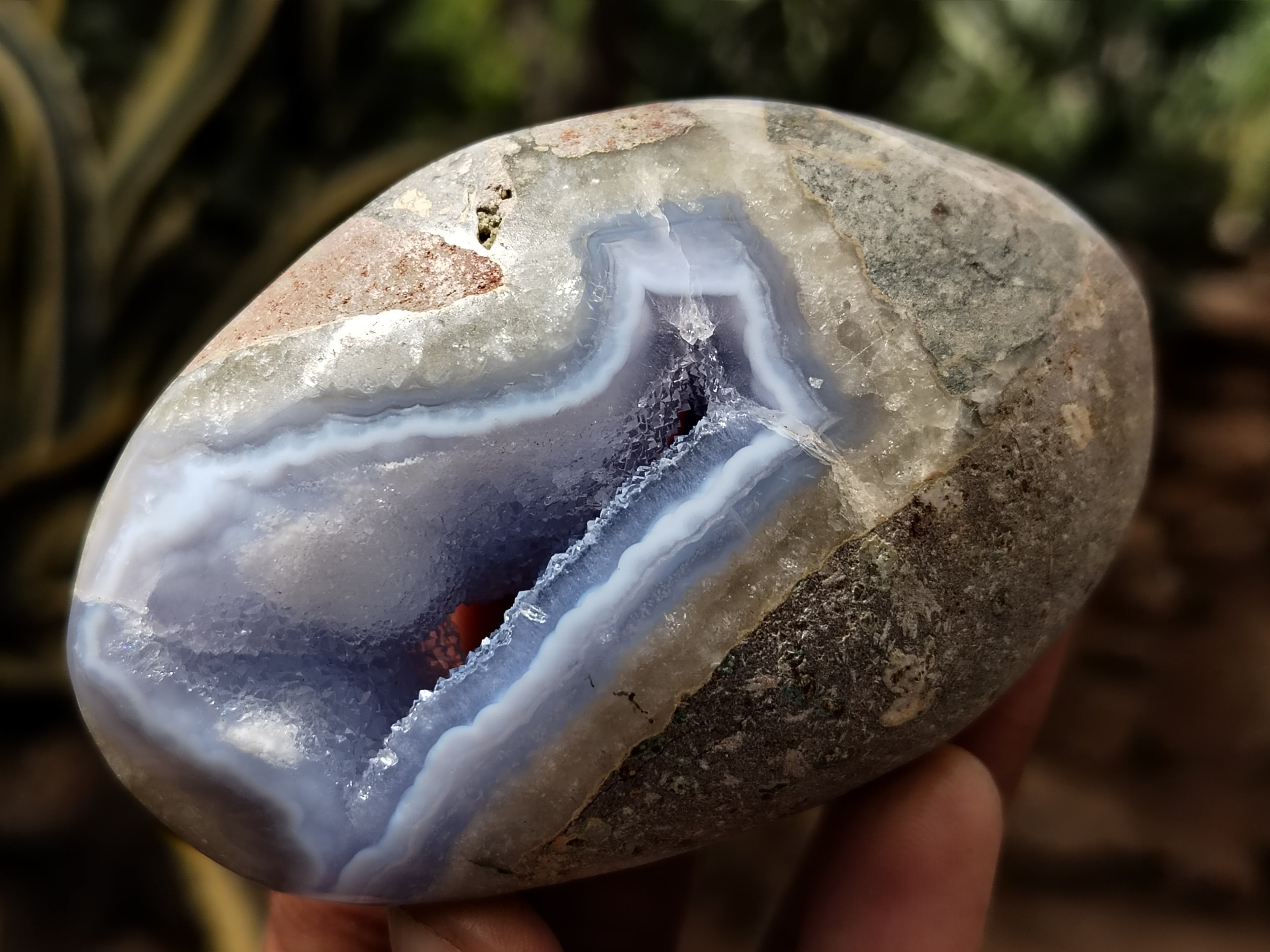 Polished Blue Lace Agate Geodes x 6 From Nsanje, Malawi - Toprock Gemstones and Minerals 